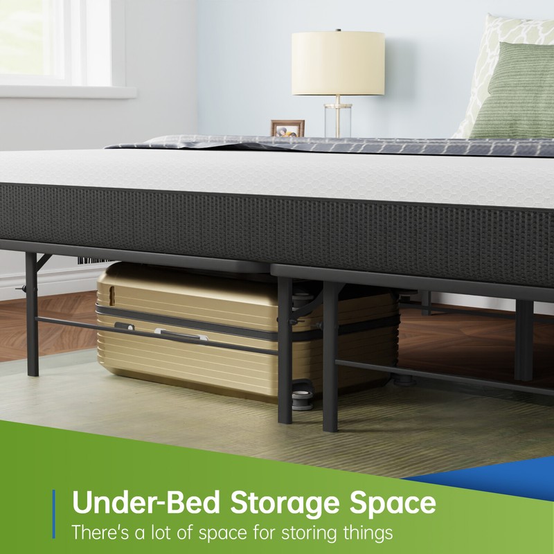 Metal Bed Frame Foldable Metal Platform Mattress Foundation 1000lbs Steel Slat gallery