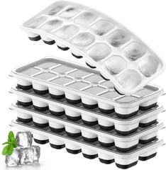 Ice Cube Tray 5 Pack, Stackable Silicone Ice Cube Trays with Lid– Easy Release
