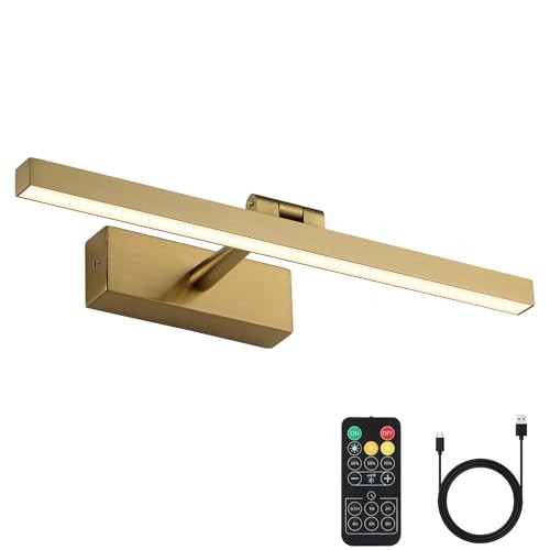 Battery Operated Picture Light Wireless Gallery Light with 15.35 inch Brass gallery