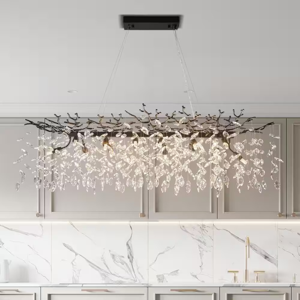 Modern Chandelier 47 In. 20-Light Black Chandelier for Dinning Room, Living Room gallery