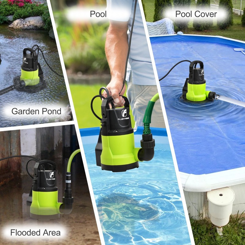 FLUENTPOWER Automatic Pool Cover Pump, 3/4 HP 3400GPH Submersible Water Pump gallery