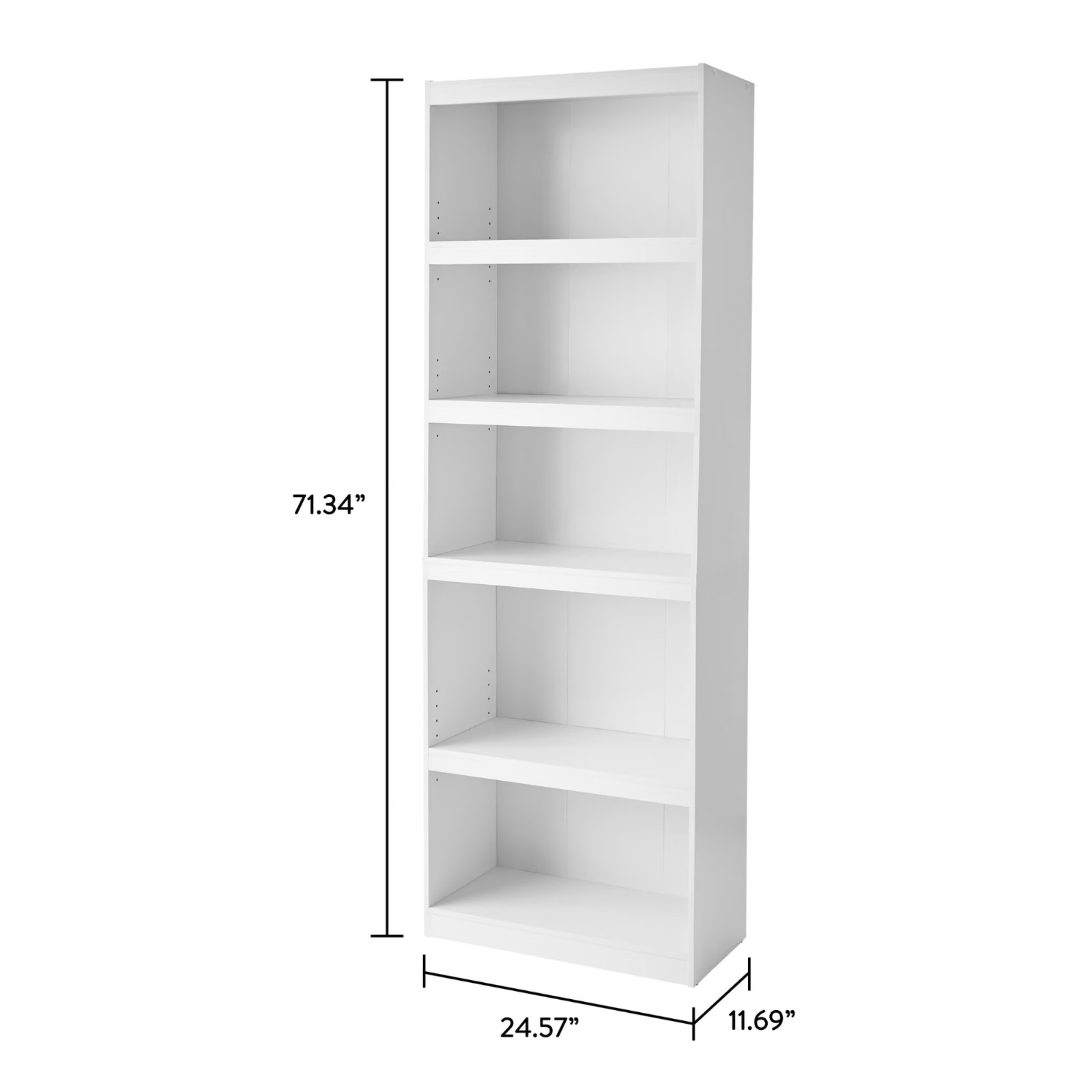 Mainstays White 5-Shelf Bookcase, Adjustable Shelves, Framed Design gallery