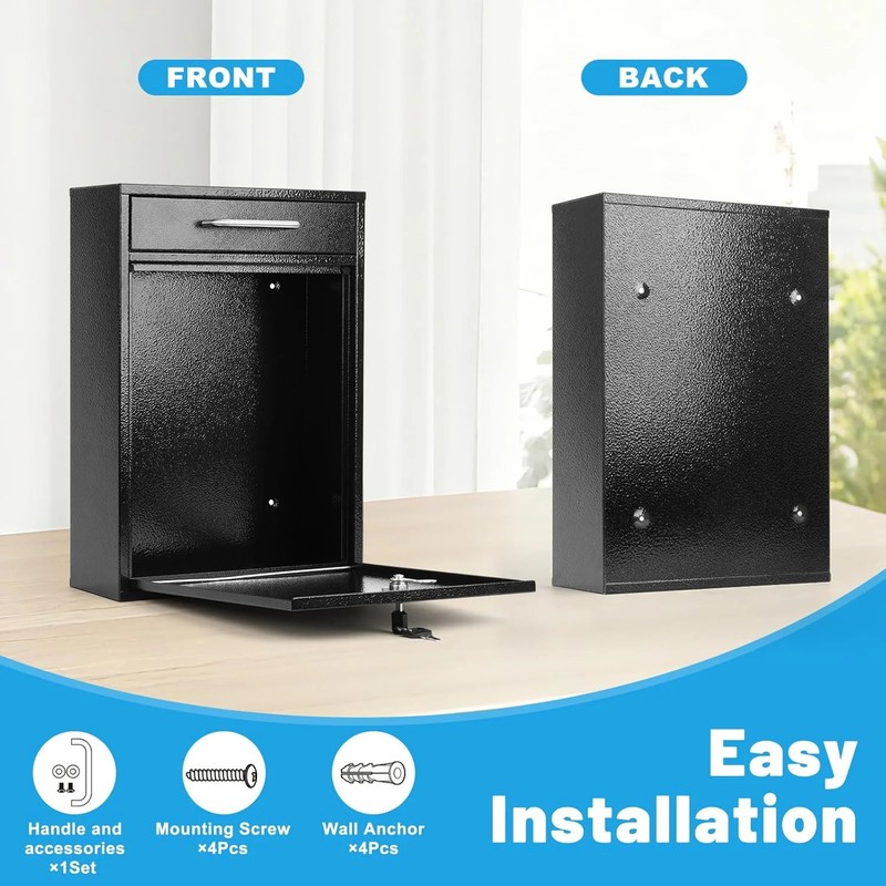 KYODOLED Steel Key Lock Mail Boxes Outdoor, Locking Wall Mount Mailbox, Security gallery