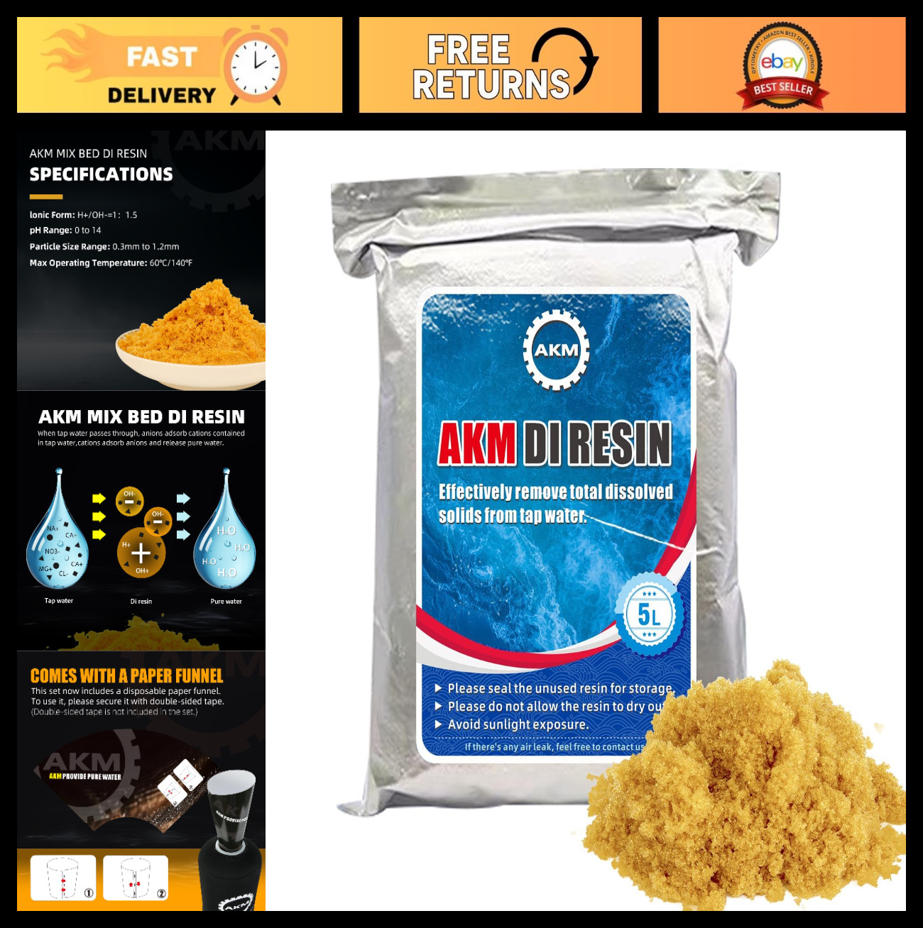 Mixed Bed Deionized Resin Filter Fill for Spotless Car Wash System - 5 Liters gallery