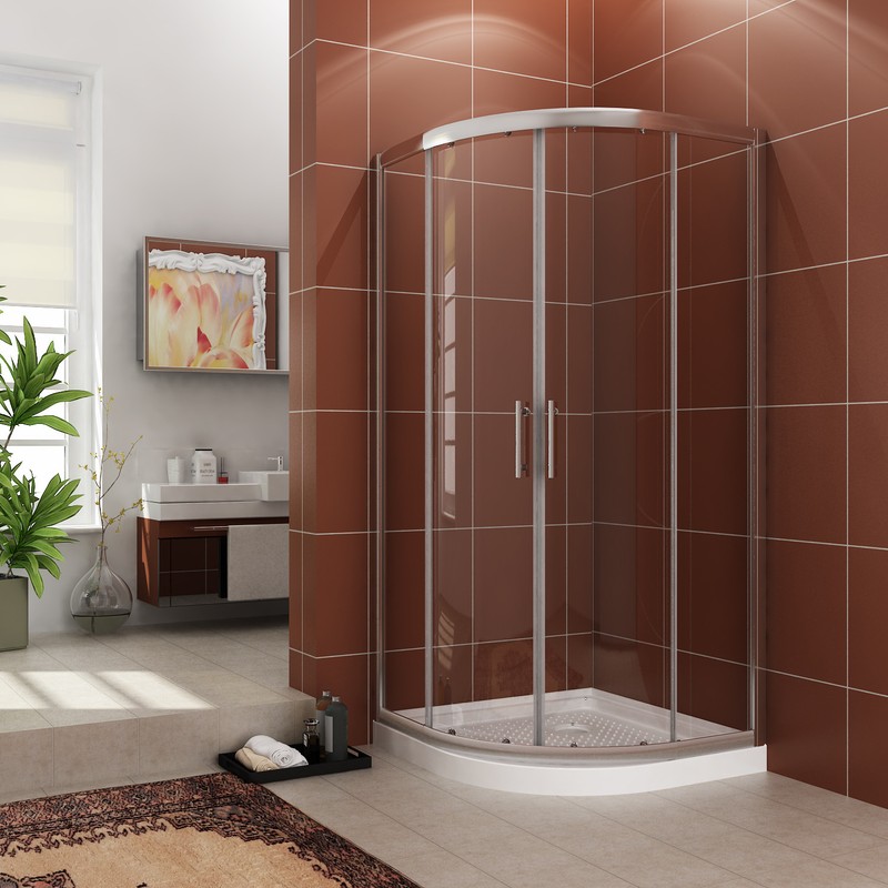 SUNNY Neo-Round Corner Sliding Shower Door Shower Enclosure Tempered Glass +Base gallery