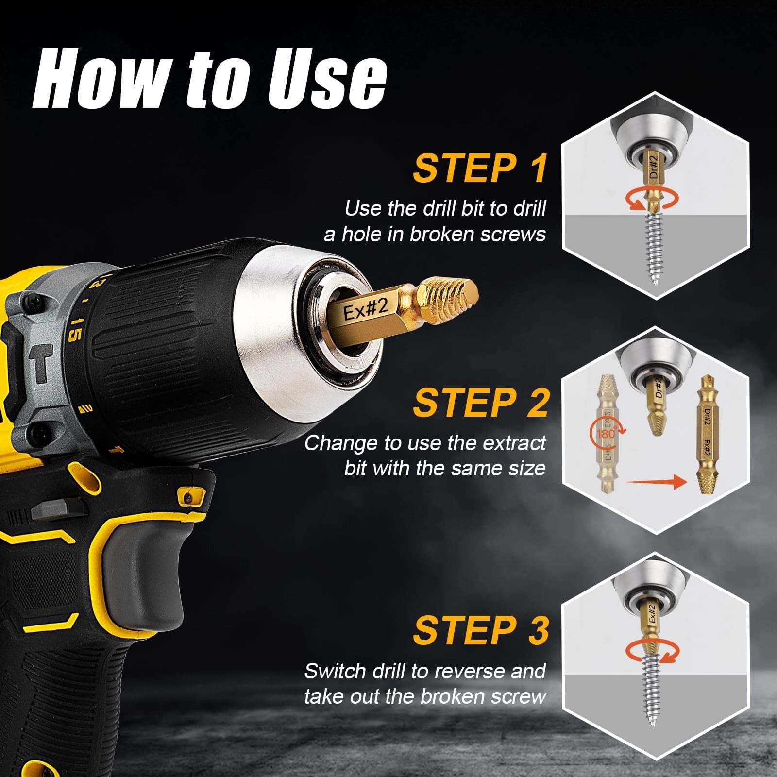 13-Pcs Screw Extractor Set Easy Out Drill Bits Set for Removing Stripped Screws gallery