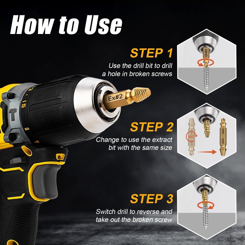 13-Pcs Screw Extractor Set Easy Out Drill Bits Set for Removing Stripped Screws gallery