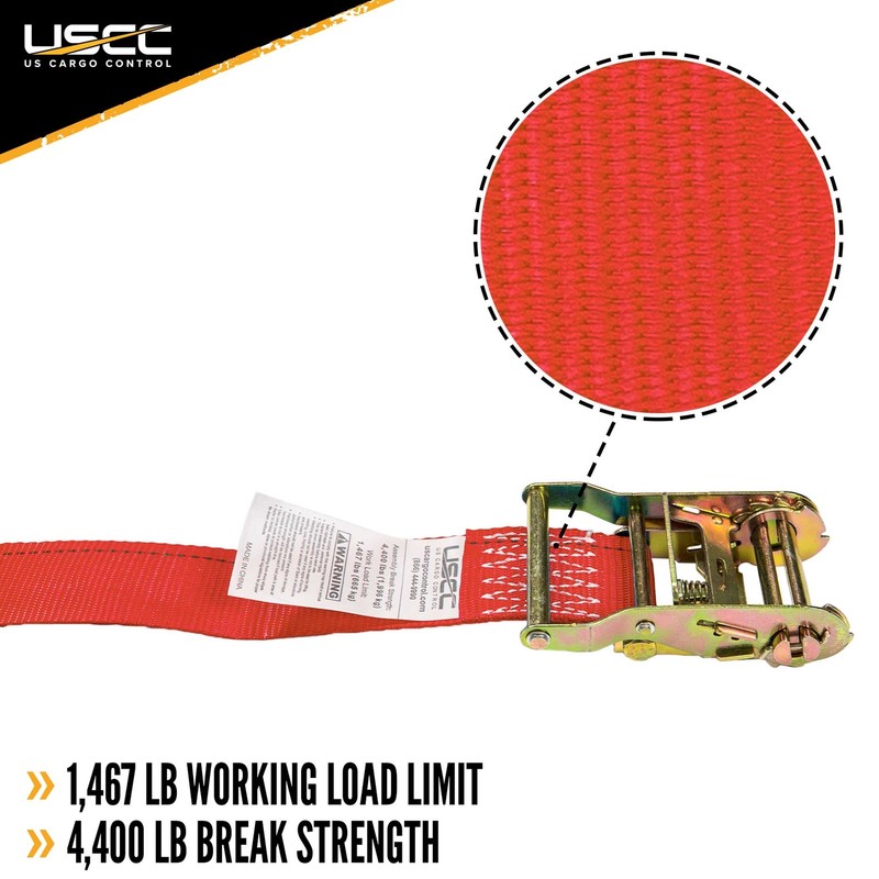 USCC 2" X 15' Endless Ratchet Straps - Red gallery