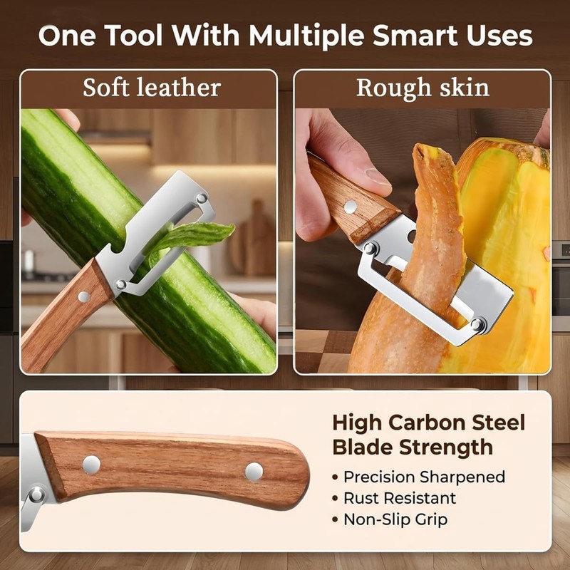 2 Pack 2 in 1 Multi Functional Vegetable Peeler with Bottle Opener and Wooden Ha gallery