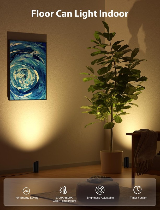 7W Floor Can Light Uplighting Indoor, Up Lights Indoor Remote Control, 2700-6... gallery