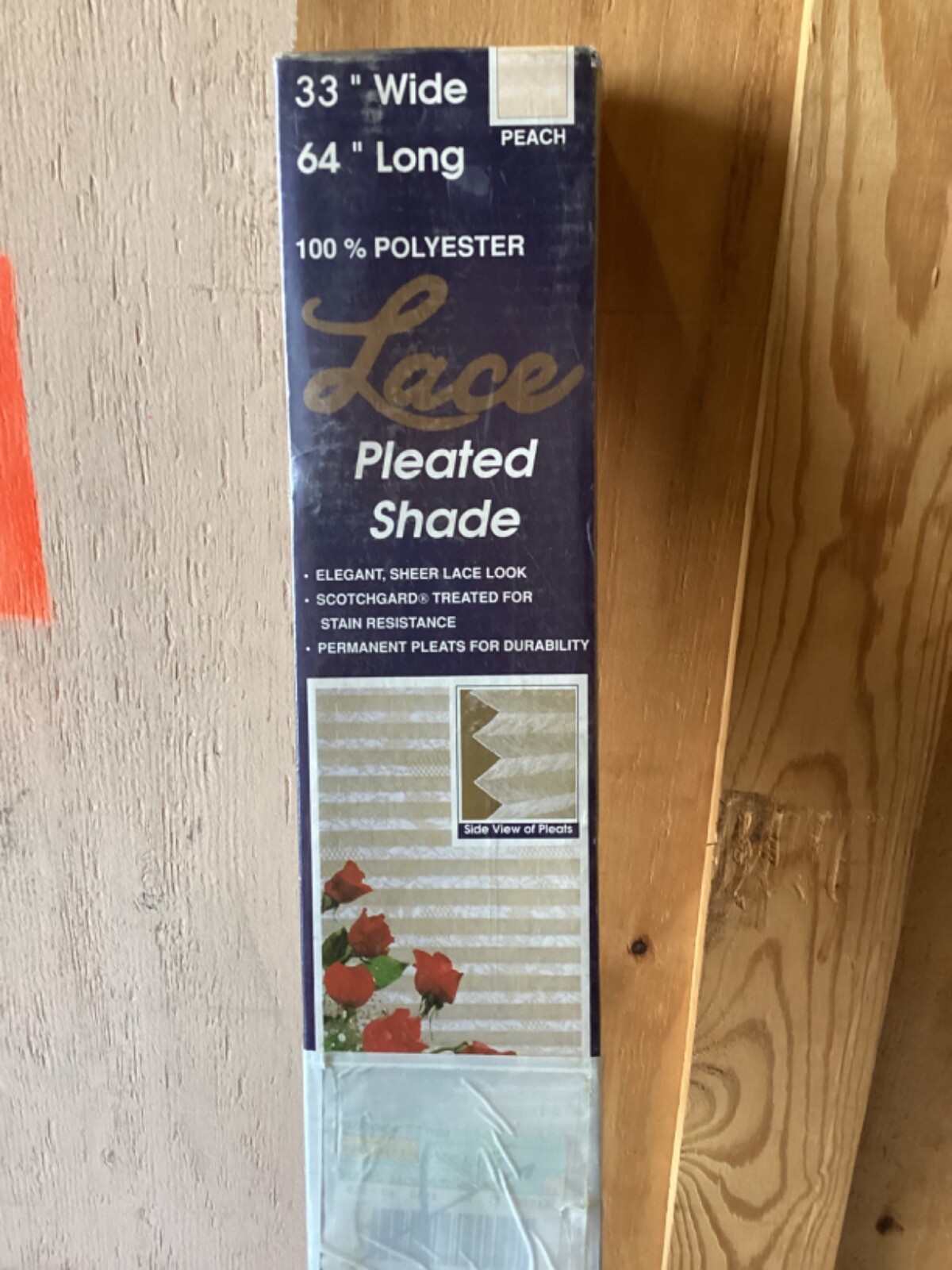 Lace Peach Color Sheet Pleated Window Shade 33" x 64" New in Box gallery