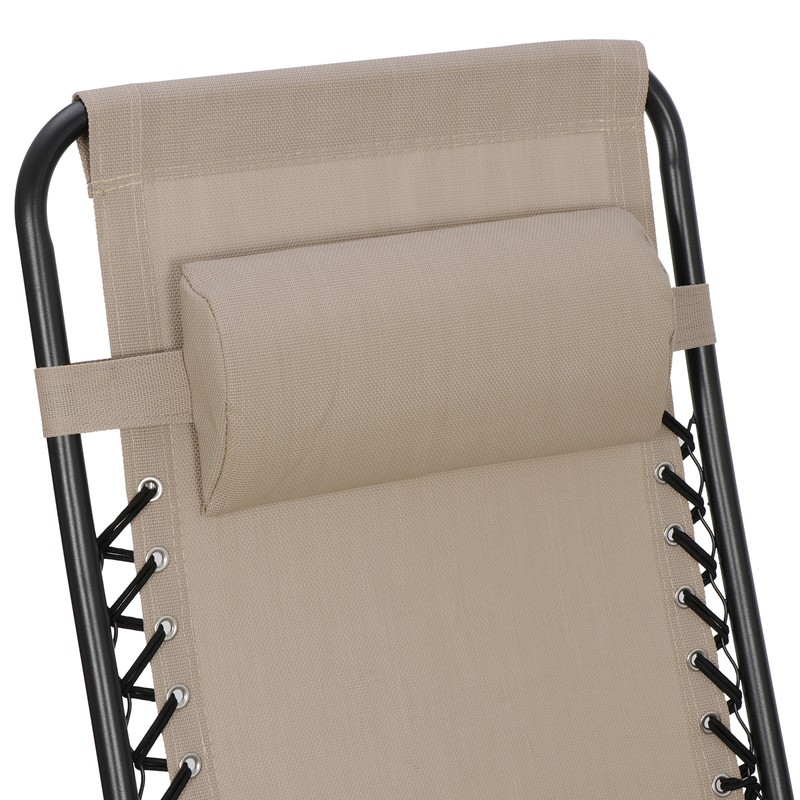 Set of 2 Adjustable Zero Gravity Lounge Chair Recliners w/Cup Holders Beige gallery