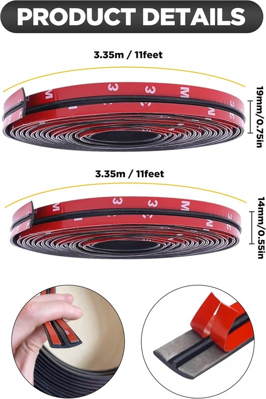 2Pc 22Ft Windshield Rubber Seal T-Shape Weather Stripping Trim for Car SUV Truck gallery