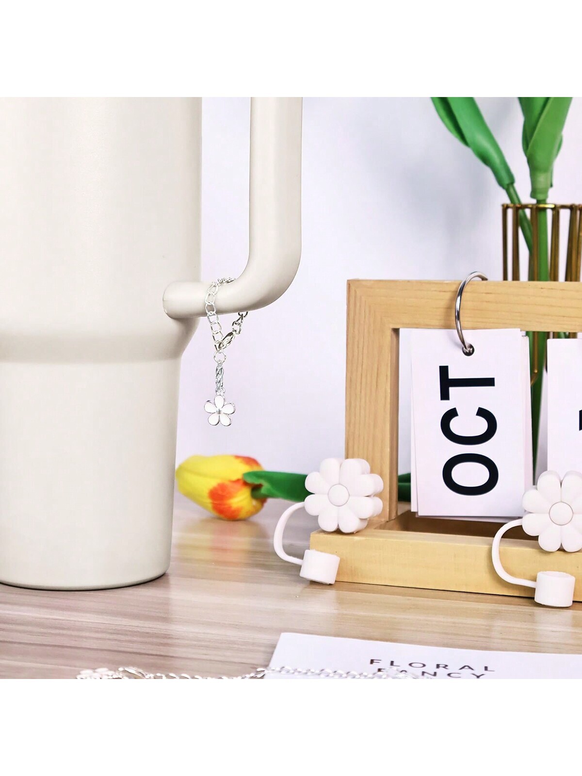 1 Set (2Pcs) 10Mm Cute Flower Shape Silicone Straw Caps, Flower Cup Decoration gallery