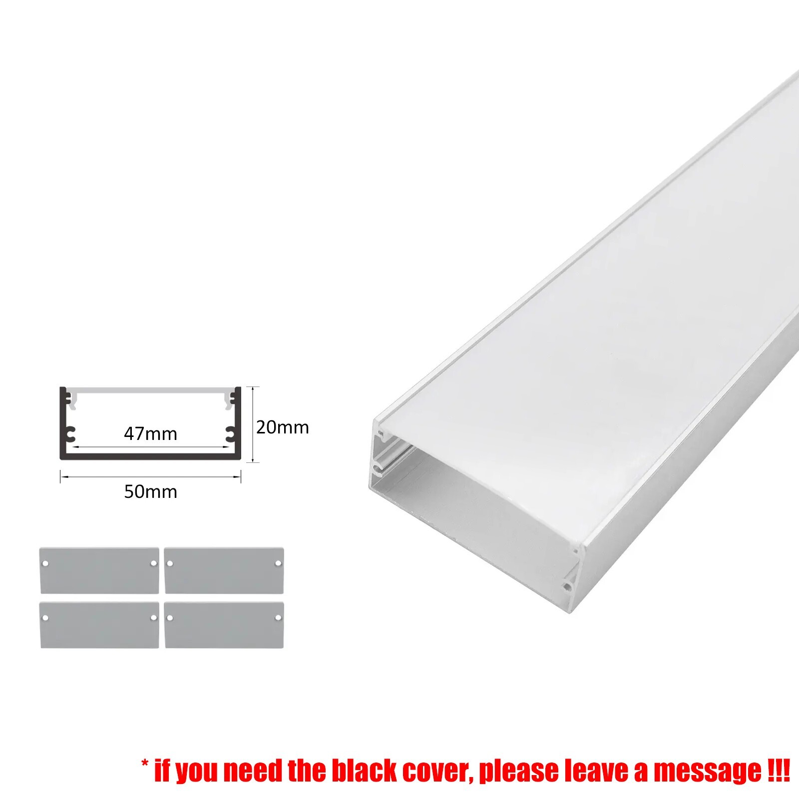 50*20mm LED Strip U Channel Diffuser Surface Mounted Tape Light Aluminum Track gallery