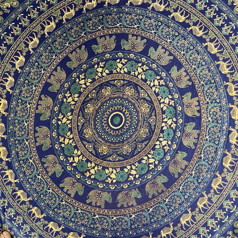 Magical Thinking Tapestry Tablecloth Bedspread 82x98 Camel Elephant Mandala Blue gallery