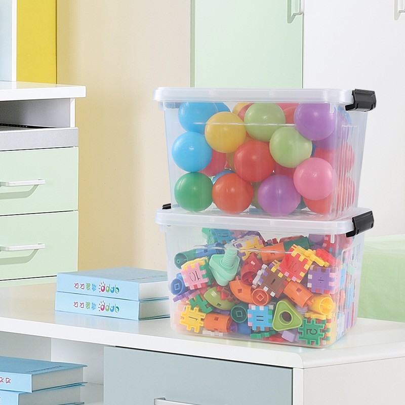 Kekow 4 Pack Plastic Stackable Storage Container with Lid, Clear Box 12 Liters gallery