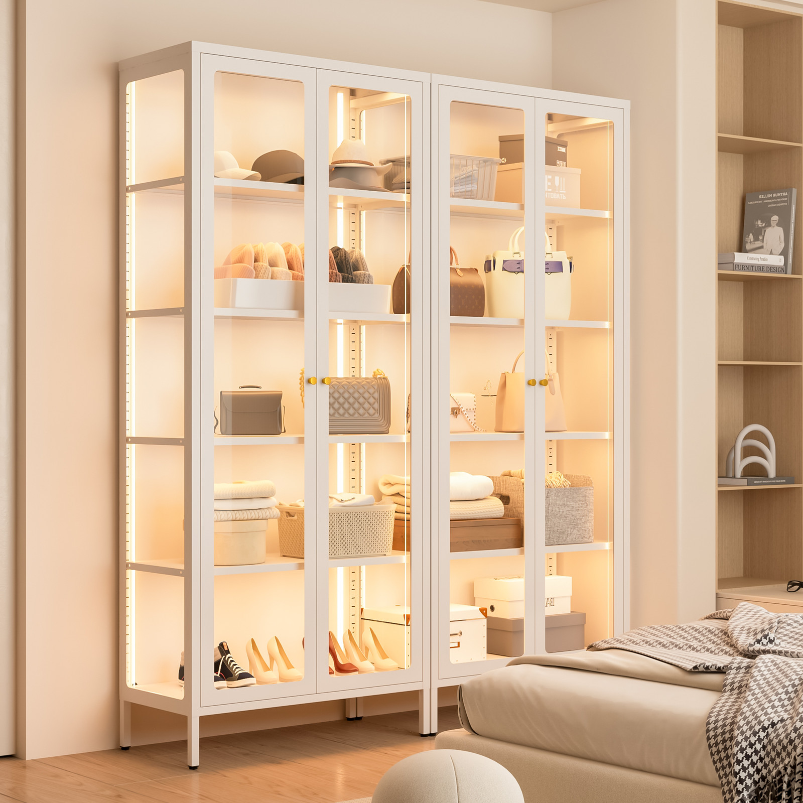 67" Display Cabinet LED Curio Storage Shelf&Bookcase for Collectible Toys Books gallery