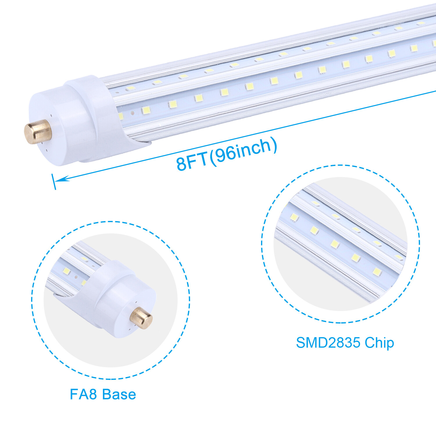 8FT LED Tube Light T8 T12 Single Pin FA8 Bulbs 45W 65W 90W 8Foot LED Shop Light gallery