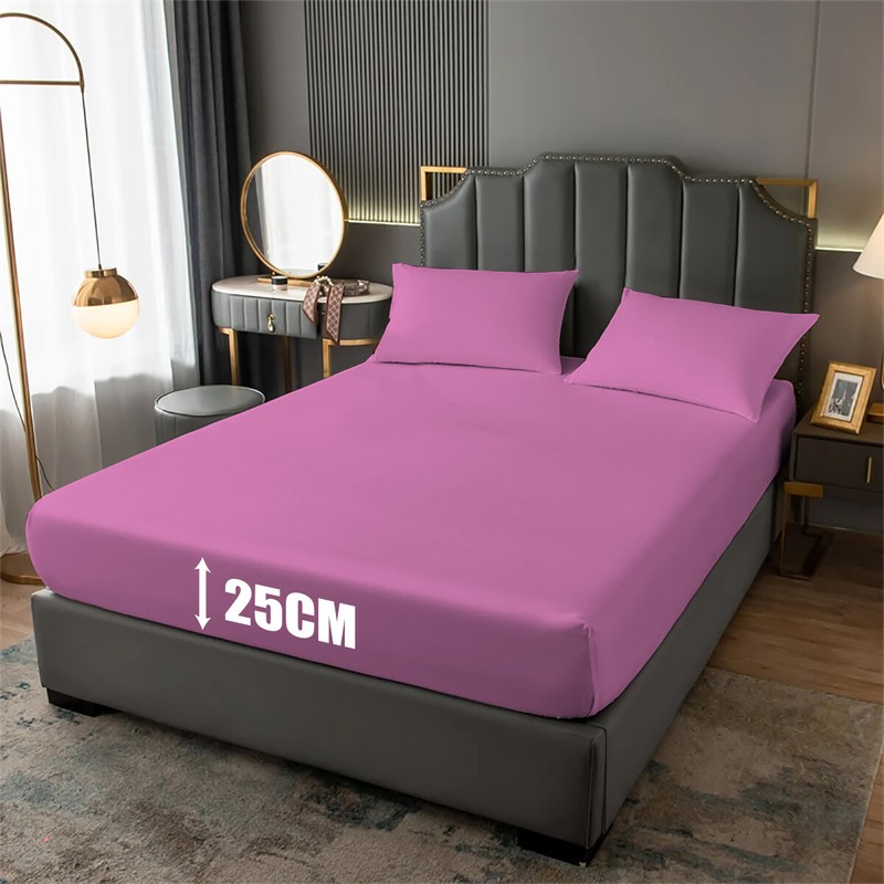 Extra Deep 25cm Full Fitted Sheet Bed Sheets Single Double King Size Pillowcases gallery