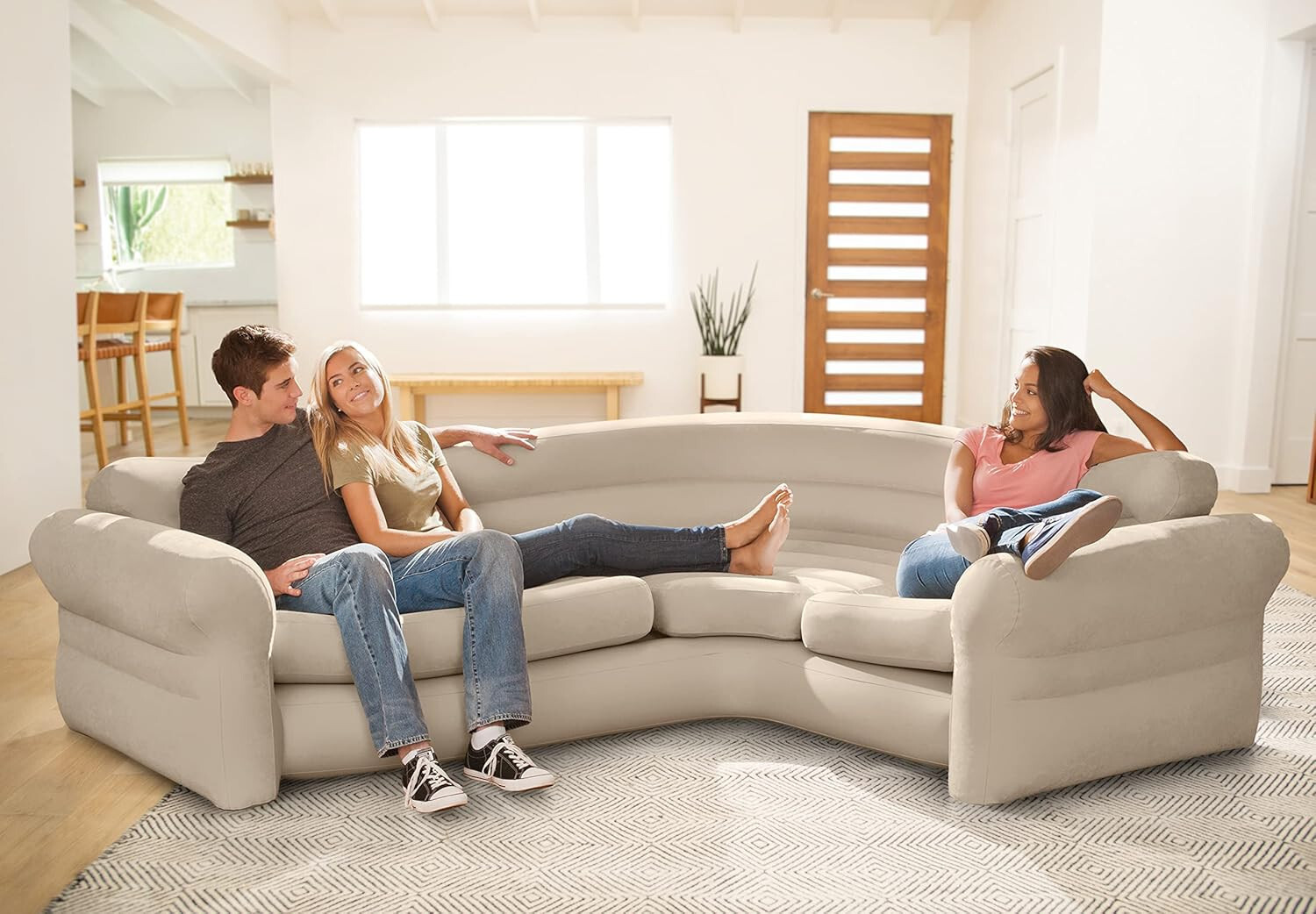 Intex 68575EP Inflatable Corner Sofa – 880lb Weight Capacity – 101” x 80” x 30” gallery