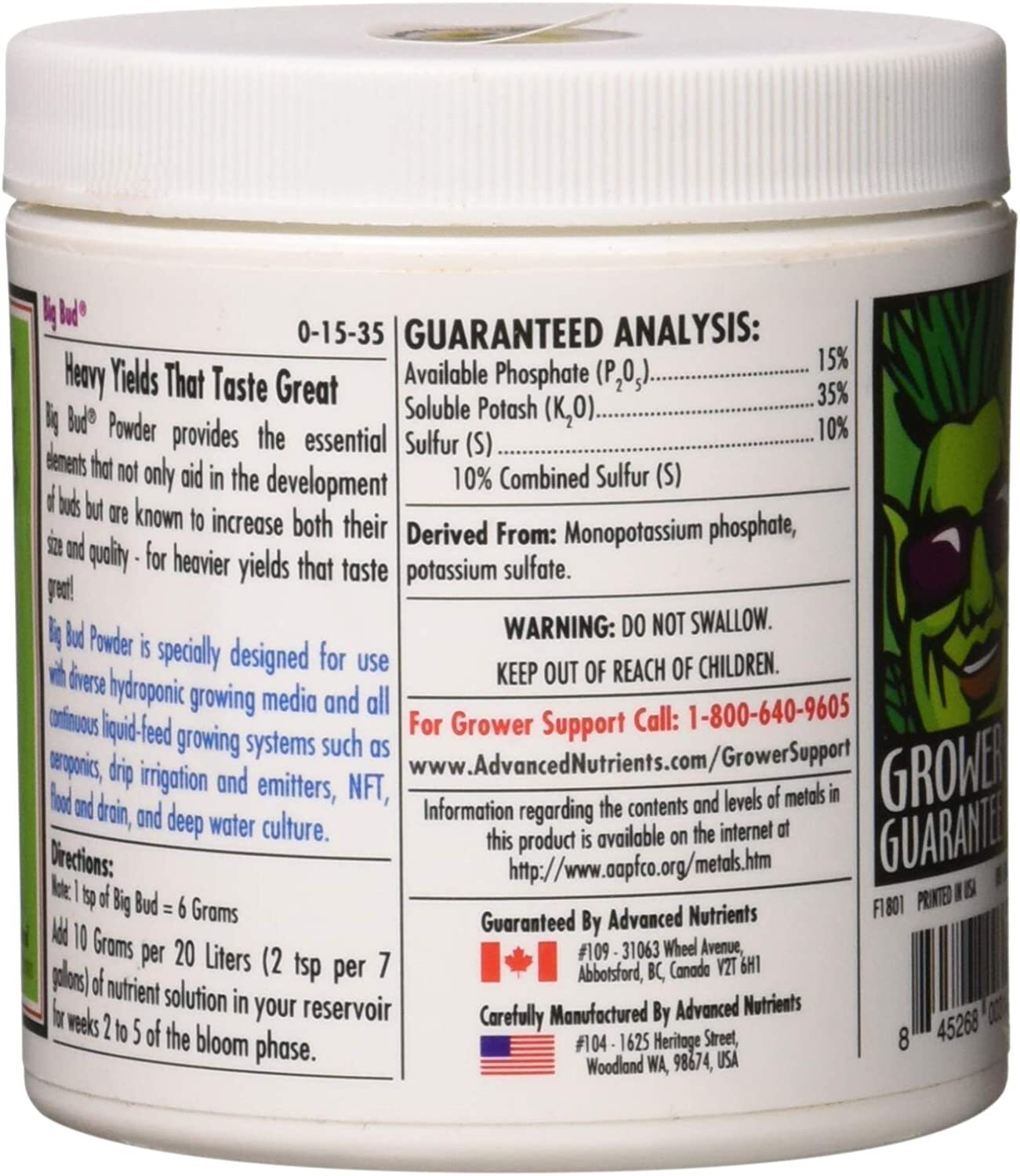 Advanced Nutrients Big Bud Powder 130g - Bloom Booster gram gallery