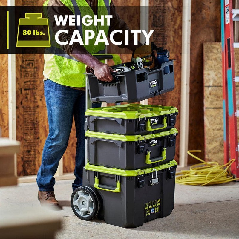 Ryobi LINK Medium Tool Box Impact Water Dust Resistant Modular Storage Durable gallery