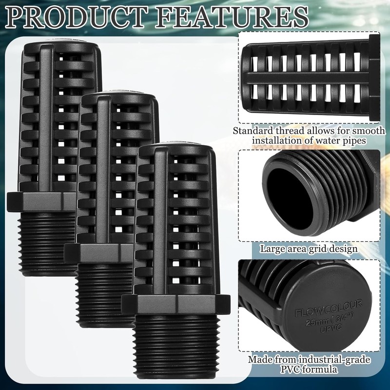 3 Pcs Threaded Suction Overflow Strainer, 3/4 Inch Screen Strainer, High Impact gallery