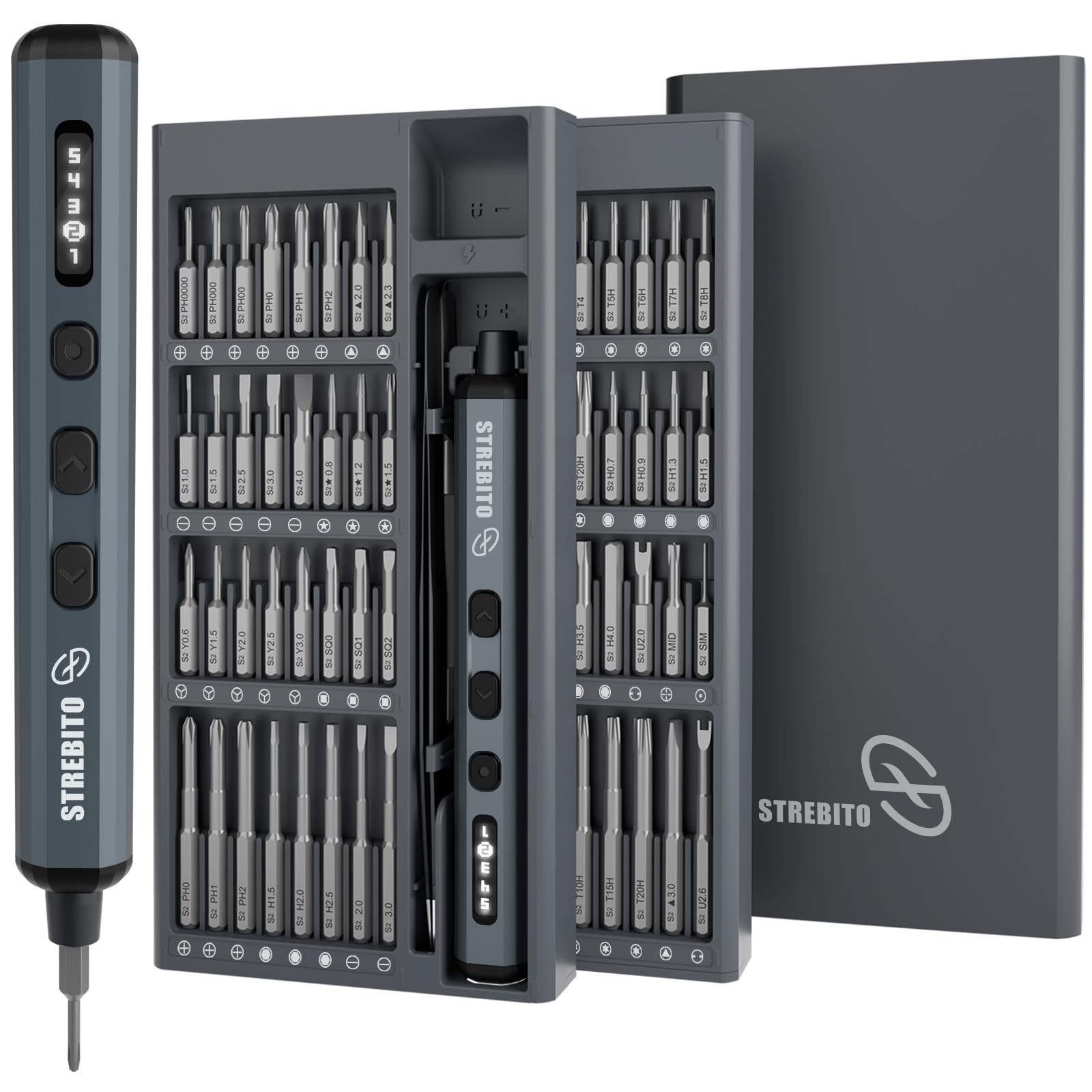 STREBITO Mini Electric Screwdriver Set, 70 in 1 Small Grey gallery