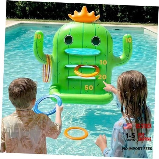 Kids Pool Toys, Inflatable Cactus Water Toss Game, Outdoor Backyard Play w/6 gallery