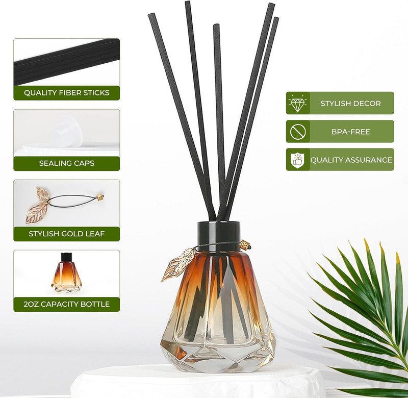 Reed Diffuser, 4Pcs Reed Diffuser Empty Bottles with 20Pcs Reed Diffuser Sticks, gallery
