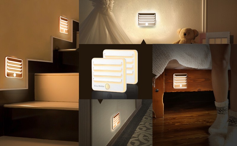 EverBrite 3 Pack Motion Sensor Night Lights LED Soft Warm Light W/9 AA Batteries gallery