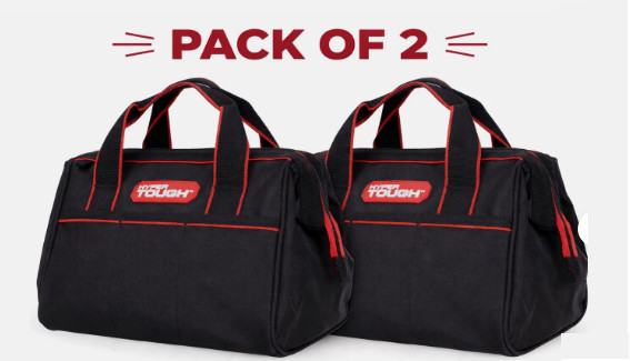 Hyper Tough 12-inch Polyester Tool Bag, with Full-Length Zipper Pack of 2 gallery