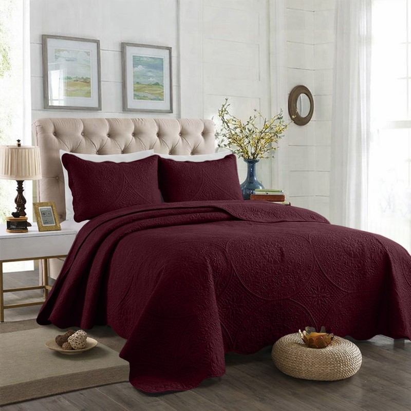 Light Weight Quilt Bedding Set Luxury Floral Quilted Bedspread with Pillow Shams gallery