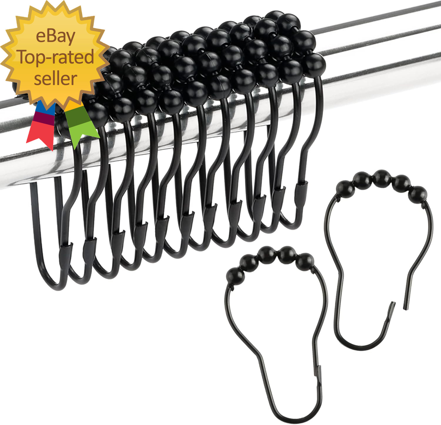Shower Curtain Hooks Rings Rustproof Metal Shower Curtain Rings for Bathroom gallery