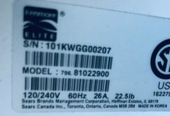 Kenmore Dryer not available