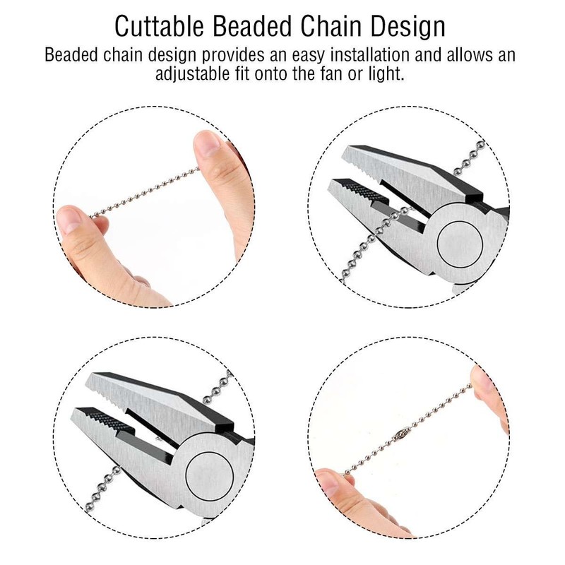 1/2/4Pcs Ceiling Fan & Light Pull Chain Extension w/ Connectors - Cuttable Chain gallery