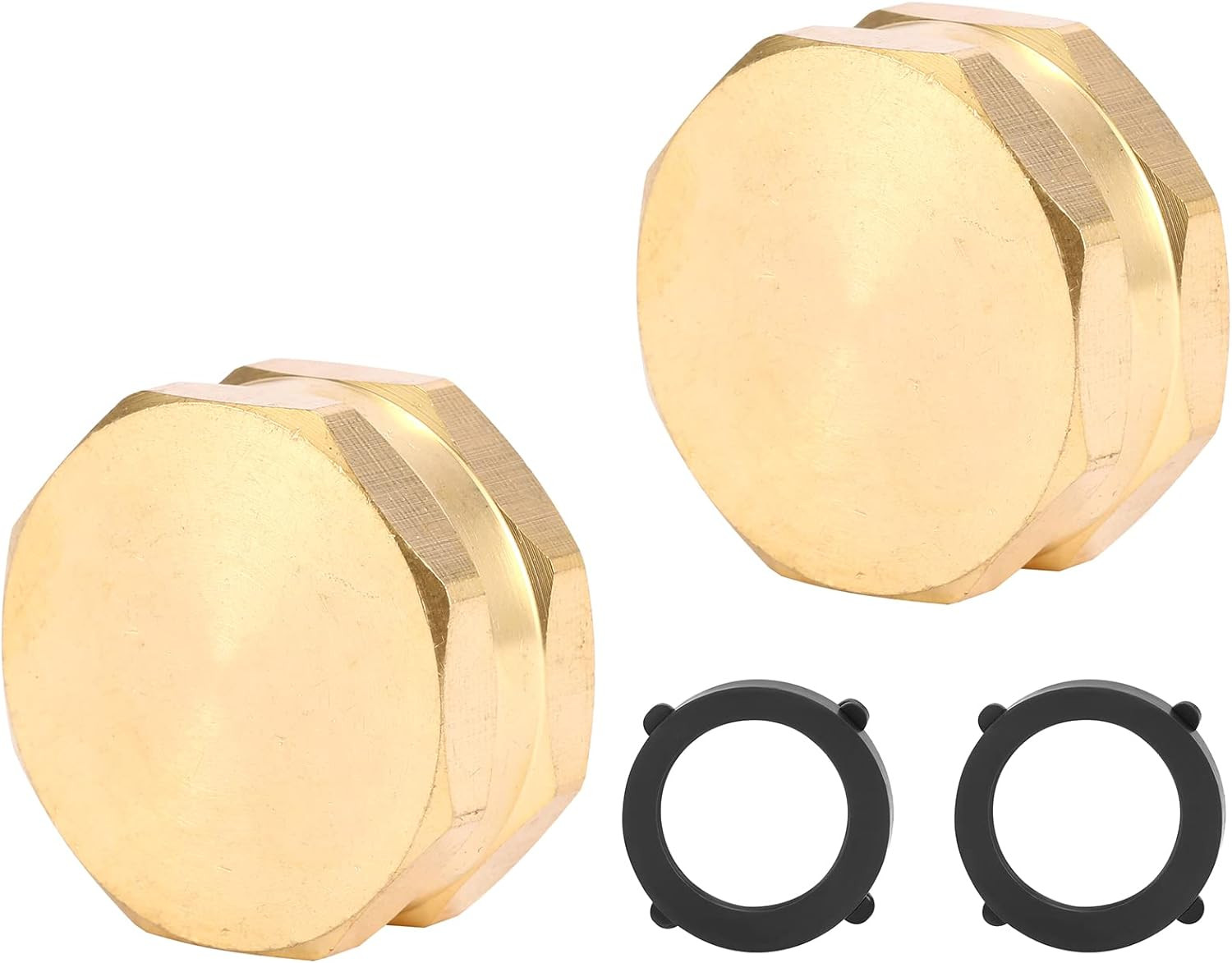 2 Pack Garden Hose End Caps with Washers, Brass Spigot Cap, 3/4" Female End Cap gallery