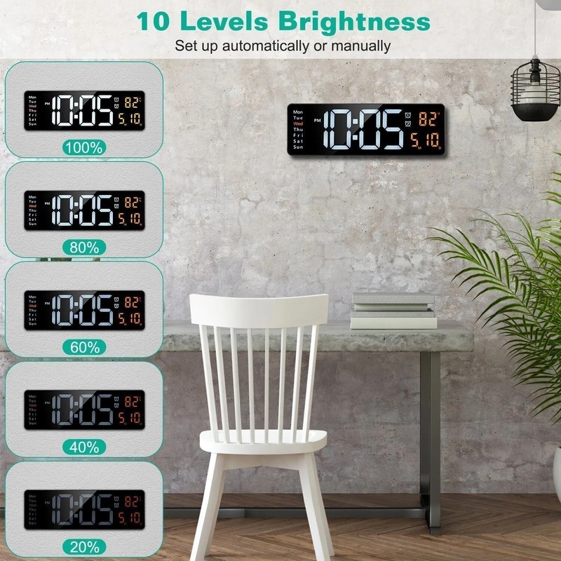 16" Large Digital Wall Clock with Remote, Large Display LED Wall Clock Timer USA gallery