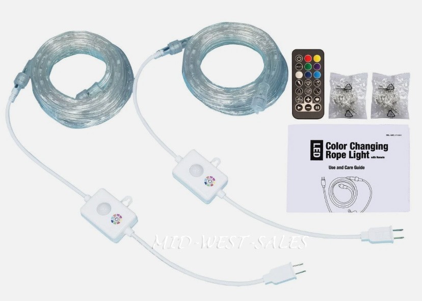 18ft LED Color Changing Rope Light with Remote, 2-pack gallery