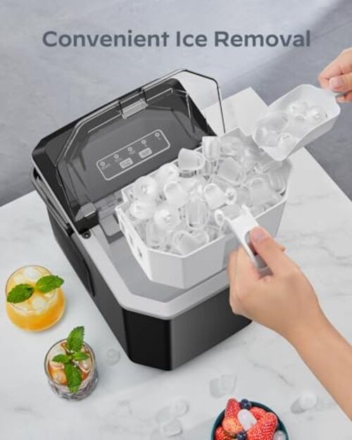 Ice Maker Countertop, Portable Ice Machine with Carry Handle, 26 lbs Black gallery