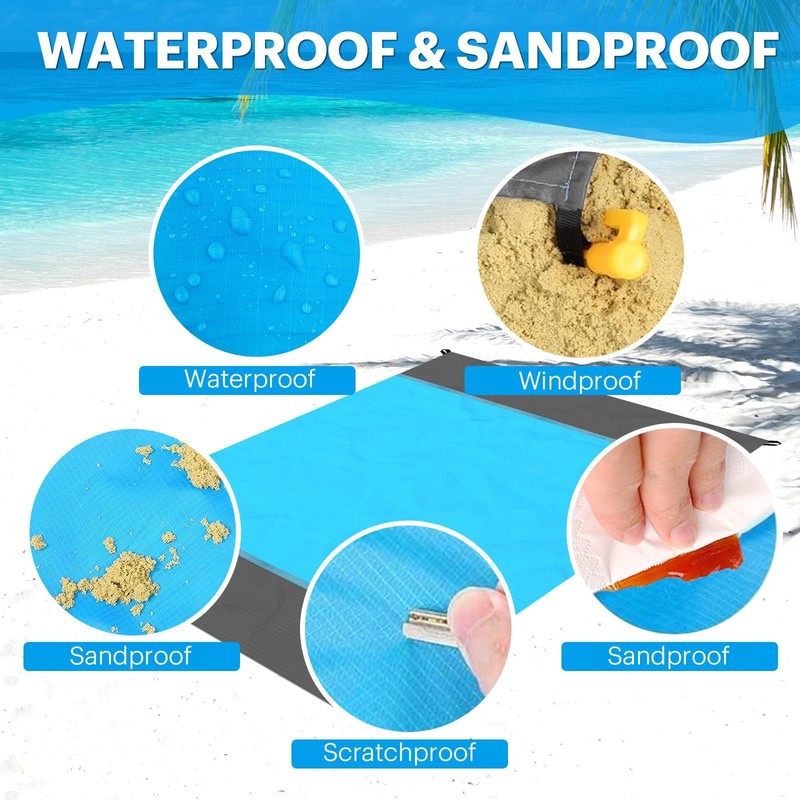 Beach Blanket Sandproof Oversized, 79''×83'' Extra Large Beach Mat, Portable ... gallery