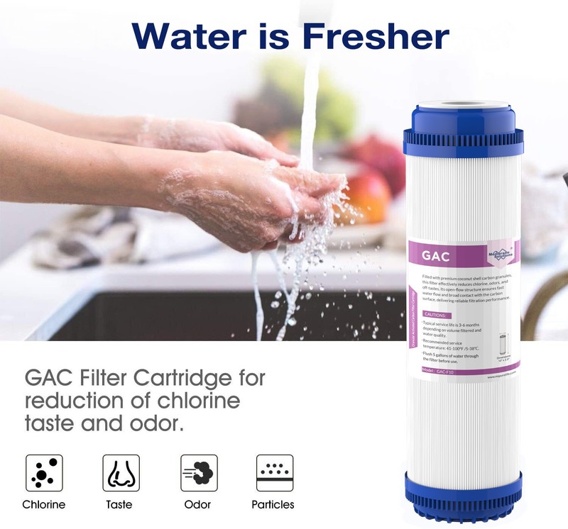4 Pack 5μm 10x2.5" Granular Activated Carbon Water Filter GAC Sediment Cartridge gallery