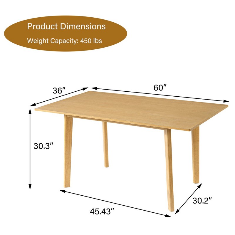 Dining table solid wood frame 450 pounds load-bearing natural wood gallery