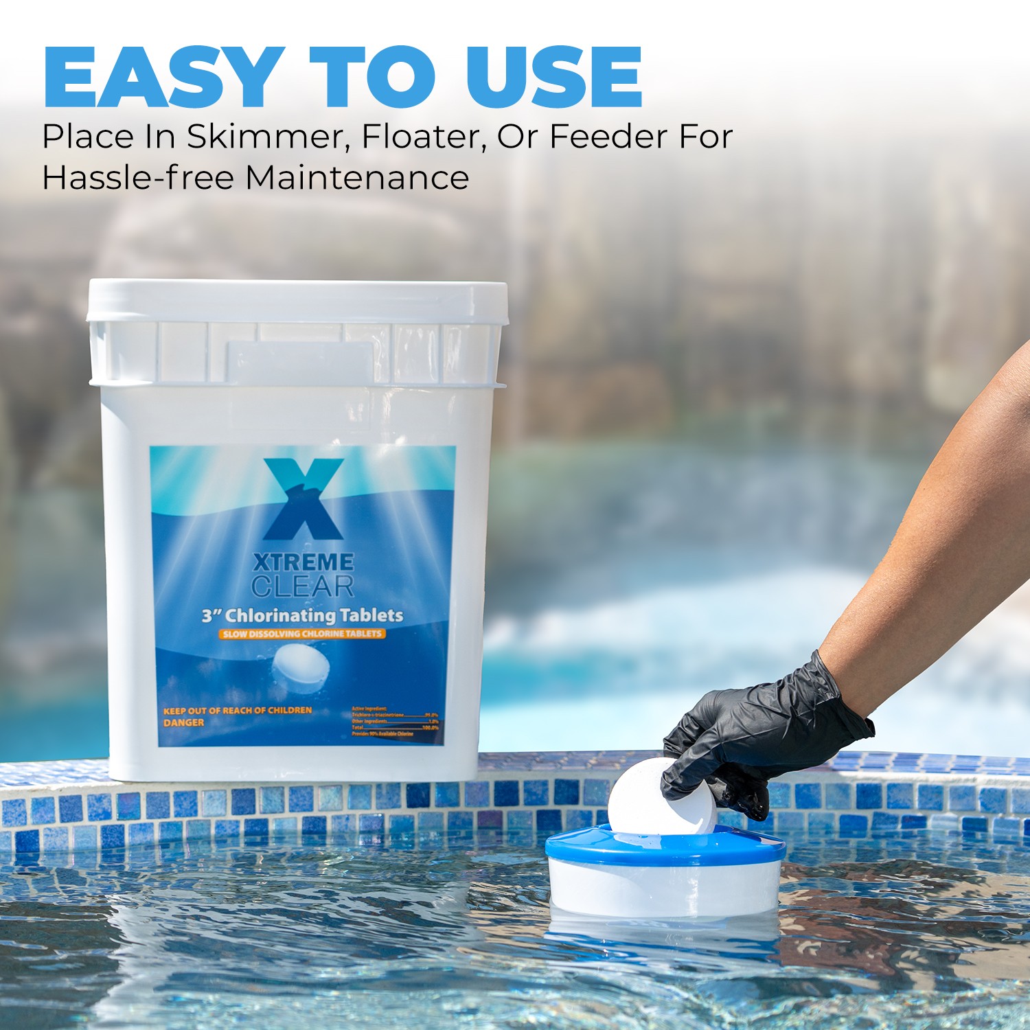 3 Inch Dissolving Stabilized Chlorine Swimming Pool Tablets 45 lbs gallery