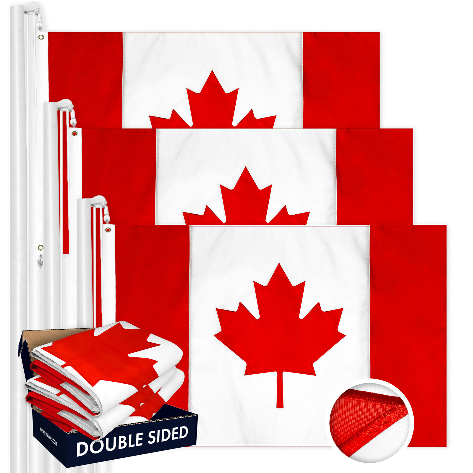 Canada Canadian Flag 3x5FT 3-Pack Double-sided Embroidered Polyester By G128 gallery