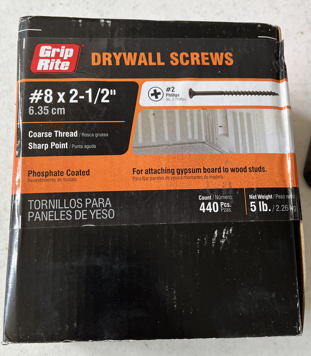 [5 Pounds-440 Screws]GRIP-RITE Drywall Screws #8 x 2 1/2” Philips Coarse Thread gallery