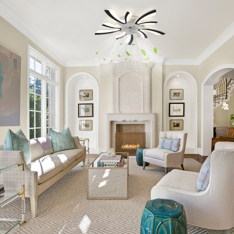 Flush Mount Bladeless Ceiling Fan Light, APP Remote Control, Dimmable withMemory gallery