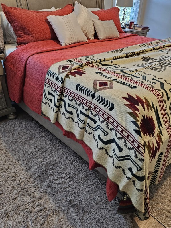 EXTRA LARGE, REVERSIBLE, ALPACA WOOL,MULTICOLOR BLANKET ECUADOR 74,8x91,33 in gallery
