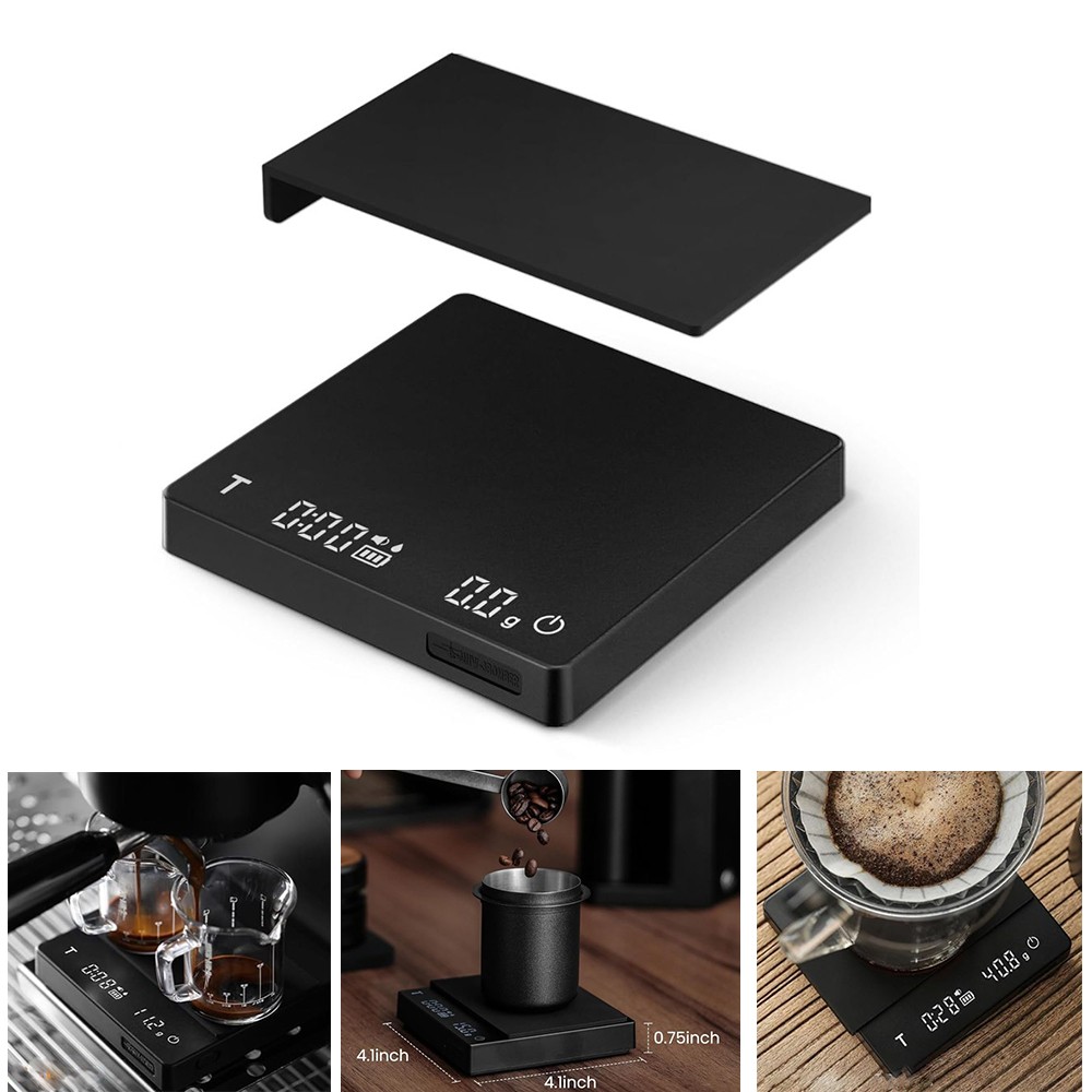 Digital Coffee Scale Timer Rechargeable 0.1g Accurate 2KG Espresso Pour Over